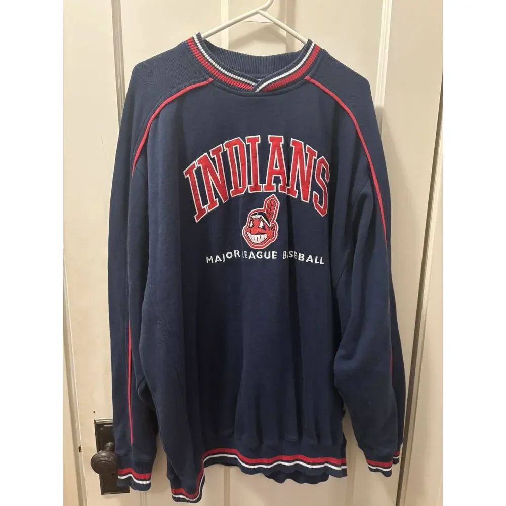 Vintage 90s Cleveland Indians Baseball Embroidered Sweatshirt L Lee Sports Wahoo